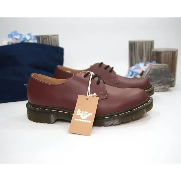 Dr. Martens Comme Des Garcons Cherry Lux Nappa Leather Oxford Shoes Size 9 NIB - Picture 2 of 9